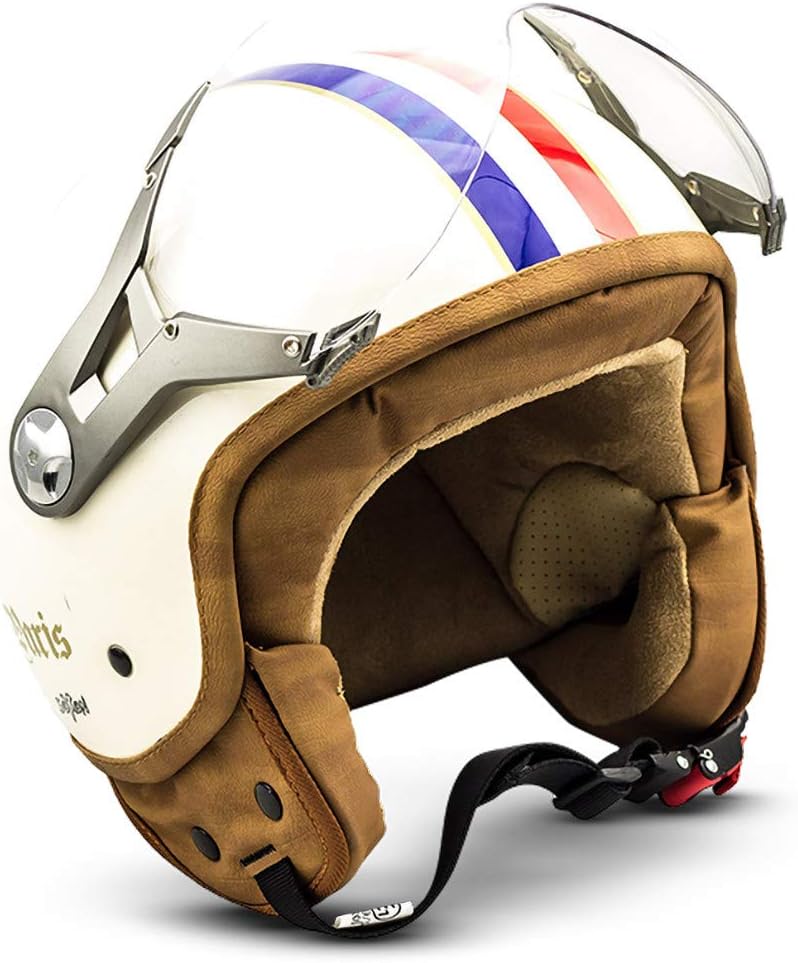 Soxon · SP-325 „Paris“ · Open Face Helmet · Scooter Jet Motorbike Pilot Retro Motorcycle · ECE certified · Visor · Click-n-Secure Clip · Carrier Bag · L (59-60cm)