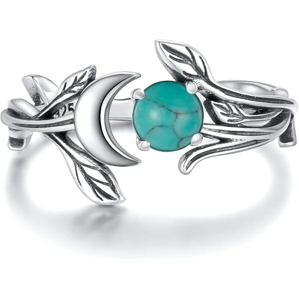 Sterling Silver Leaf Ring With White Opal - Adjustable Open Ring For Women (Sizes 7-9) - View #12