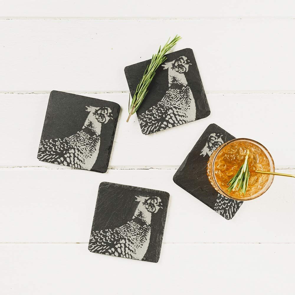 Just Slate JS/C/S4/PH Pheasant Coasters (X4), Black