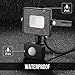 LE Outdoor LED Flood Light, IP65 Waterproof, 10W 800 Lumen 100W Halogen Equivalent, 5000K, Home Security Floodlight for Warehouse, Garage, Garden, Yard, Tree and More, Motion Sensor+Daylight White