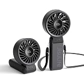 JISULIFE Portable Handheld Fan Life7: 3-in-1 Hand, Desk &amp; Neck Fan-Black | 19.5H Cooling, 5-Speed, LED Display, 5000mAh Battery,USB Foldable Fan for Travel/Concerts/Cruise/Theme Park/Halloween Gifts