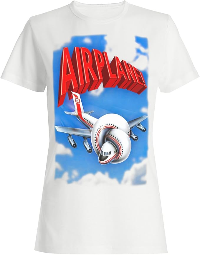 Ladies Retro Airplane Movie Poster TShirt Amazon.co.uk Clothing