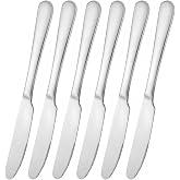 Stainless steel butter knife, set of 6 dinner knife, suitable for daily use, parties and outdoor dining,Dishwasher Safe (6)