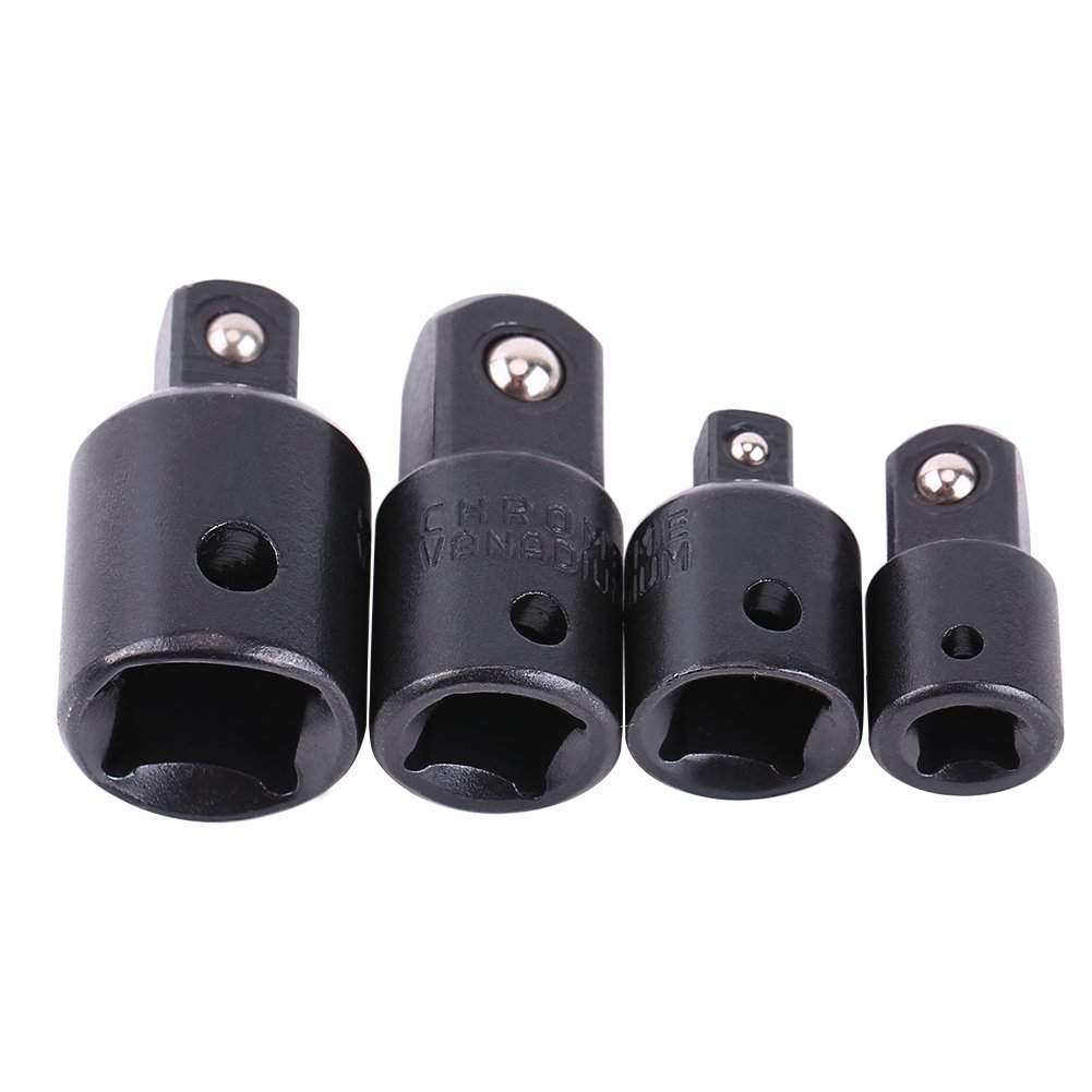 Impact Socket Adapter and Reducer Set 4Pcs Socket Driver Converter for Impact Driver Conversions Extentsion Ratchet Wrenches 1/4" 3/8" 1/2"