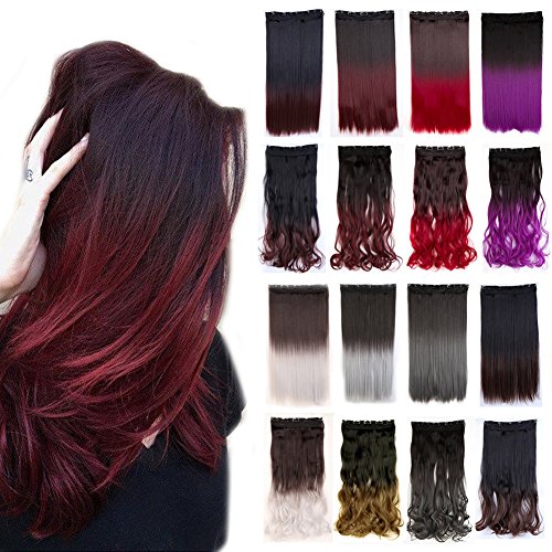 Buy Clip In Hair Extensions Ombre Dip Dye Color Synthetic