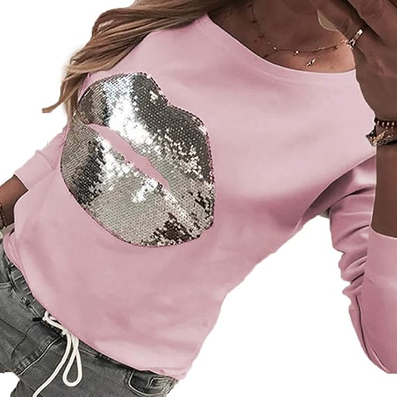 sequin lip sweatshirt