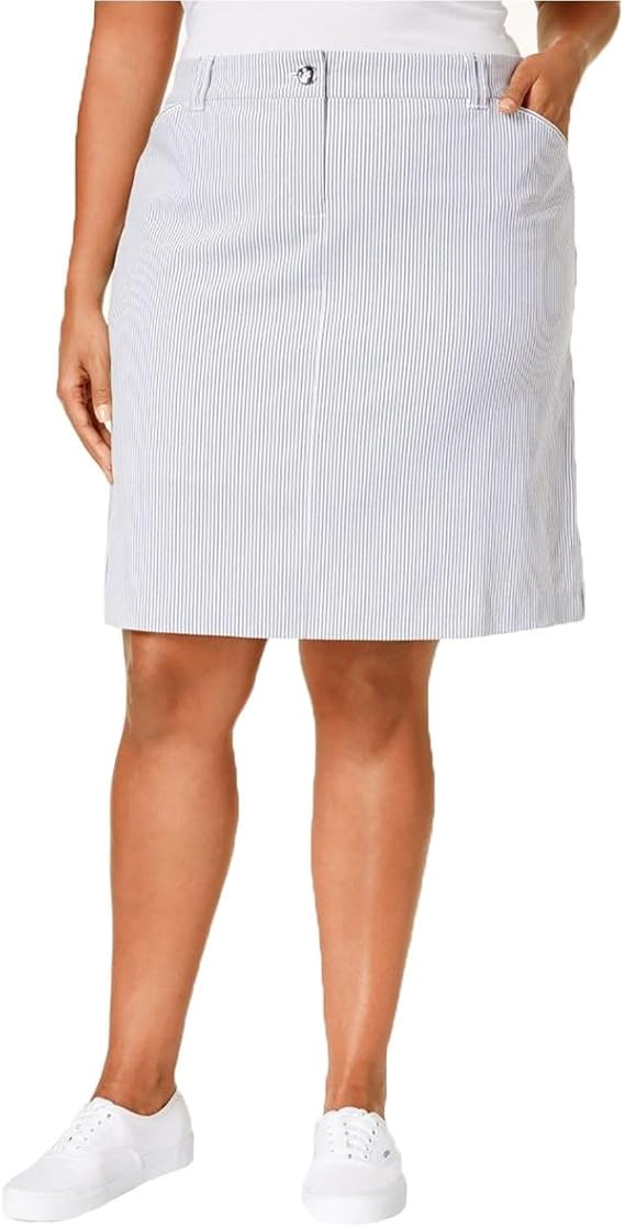 Amazon.com: Charter Club Plus Size Seersucker Skort Intrepid Blue Combo 20W: Clothing