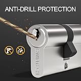 Bwintech 70mm Nickel Euro Cylinder Lock 35T/35 Thumbturn 3 Keys Anti-Pick view 3