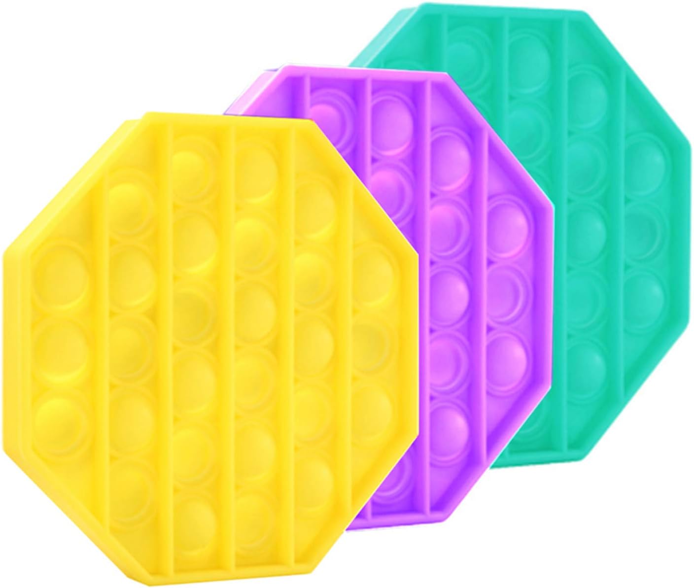 NIUNIU Push pop Bubble Squeeze Sensory Fidget Toy, Pop It Figit Toy Fidget Toys Autism Special Needs Stress Reliever, Push Bubble Gadgets (Color : 3 Colors) (green，yellow，purple1)