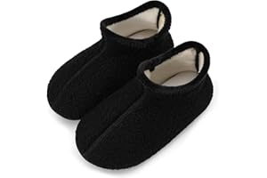 Scurtain Unisex Big Kids Little Kids Slippers Socks Artificial Woolen Slippers with Non-slip Rubber Sole for Big Boys Girls Little Boys Girls
