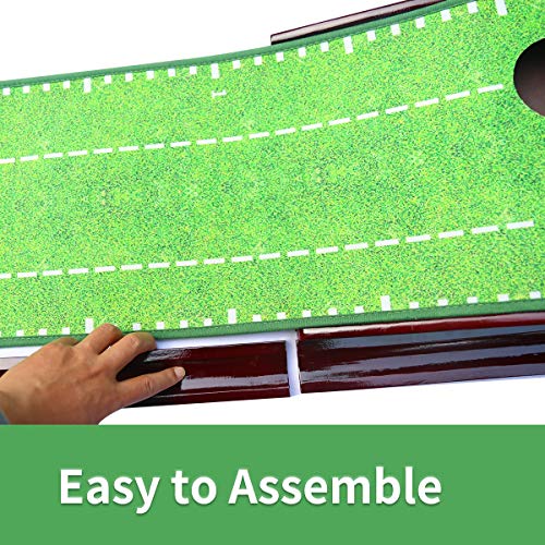 MESIXI Wood Golf Putting Mat Green with Auto Ball Return System