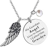Liduola Grandpa Memorial Gifts - Guardian Angel Cremation Necklace - In Memory of Grandpa