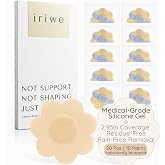 IRIWE Nipple Covers for Women Disposable 20 Pcs, 2.95 Inch Large Medical Grade Silicone Gel Pasties, Hypoallergenic Ultra Thin No Show, Matte Waterproof Adhesive Breast Petals, Nipple Stickers Beige