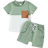 LIOMENGZI Infant Baby Boy Summer Clothes Outfit Color Block T-shirt Shorts Set Toddler Checkerboard Clothes 6 12 18 24 Months