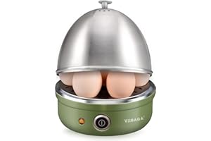 VOBAGA All Stainless Steel Egg Cooker Electric for Soft, Medium, Hard Boiled Eggs, Poached Eggs, Custard with Auto Shut-Off F