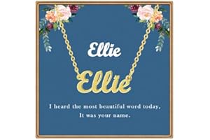 Ldurian Custom Name Necklace Personalized | Name Pendant Necklace Christmas Gifts | 14K Gold Dainty Name Plate Charm Necklaces Birthday Girl Jewelry Gift for Teen Girls