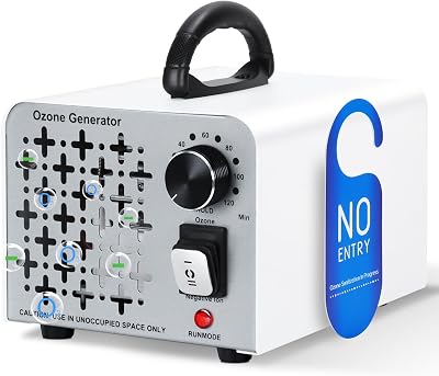2 In 1 Ozongenerator 100,000mg/H, Ozongerät Negativ Ionen Luftreiniger mit Ozon und Negative Ion Modus, O3 Ozonisator Ozone Generator mit 120 Min Timer, Ozonator für Auto Wohnung und Feinstaub