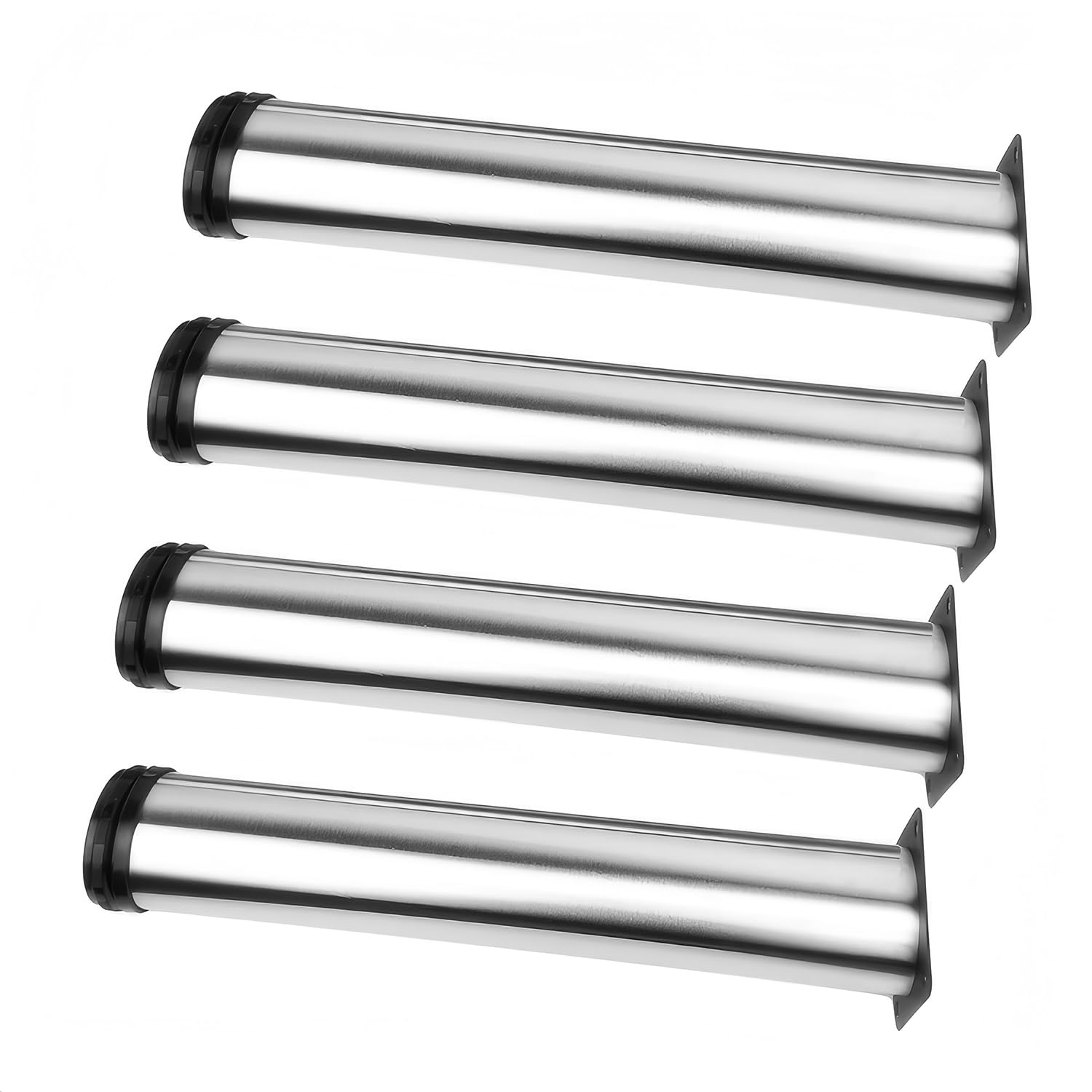 Qrity 4x Adjustable Furniture Legs, Total 350-365mm Cabinet & Table Feet, Silver Chrome Finish, Heavy Duty Metal Legs for Kitchen, Bedroom, Office
