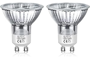 Blakapoo GU10 Halogen Bulb, 120V 50W Halogen Light Bulbs for Candle Warmer Lamp, Dimmable, 2700K Warm White, MR16 with Glass Cover for Track Lighting, Range Hood Lighting, 2 Pack
