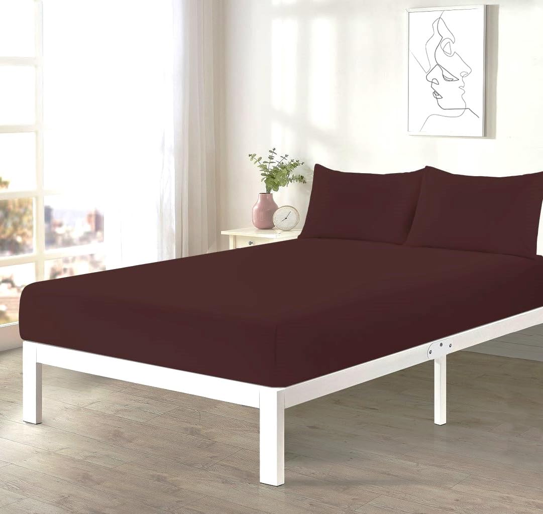 Dazzle Collection® Chocolate Extra Deep Small Double Fitted Sheets 4FT Bed, 16"/40CM Deep Poly Cotton Easy care Machine washable. (Deep Fitted Sheet 4FT Small Double Bed)