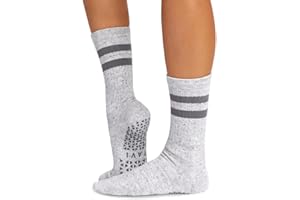 TAVI Kai Fashion Crew Grip Socks - For Slipper Barre, Pilates, and Yoga - with Grips for Women and Men