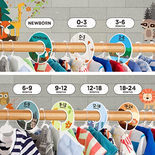 Baby Nest Designs Closet Dividers for Baby Clothes [Woodland Animals]- 7x Baby Clothing Size Age Dividers from Newborn Infant to 24 Months - Woodland Baby Clothes Dividers and Nursery Closet Organizer - Thumbnail 5