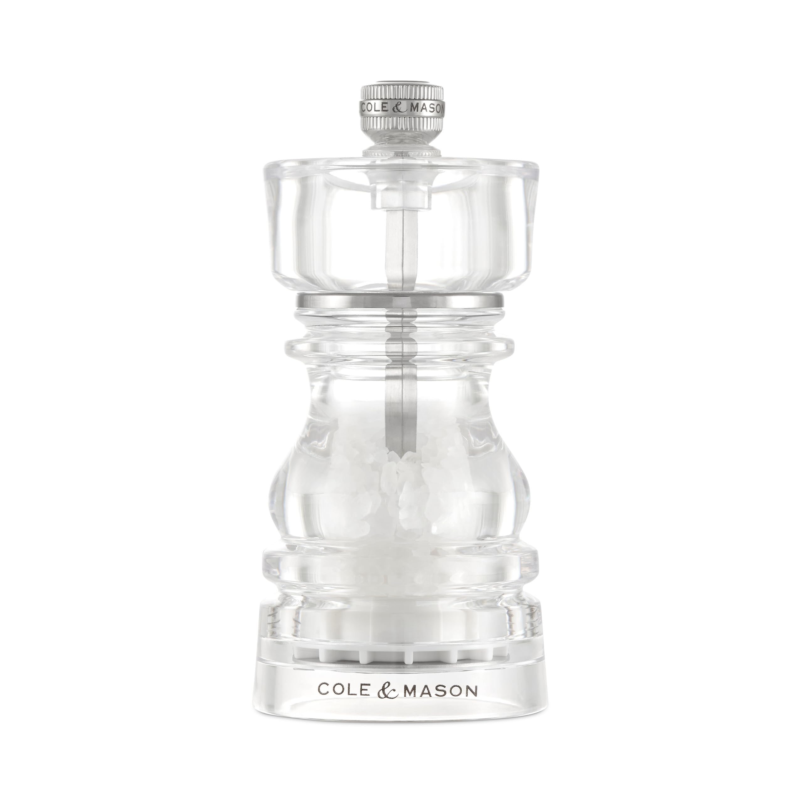 Cole & Mason London Acrylic Salt and Pepper Mill Set, 13cm Salt and Pepper Grinder Set with Adjustable Grind, Precision+ Carbon/Ceramic Mechanisms, Gift Set