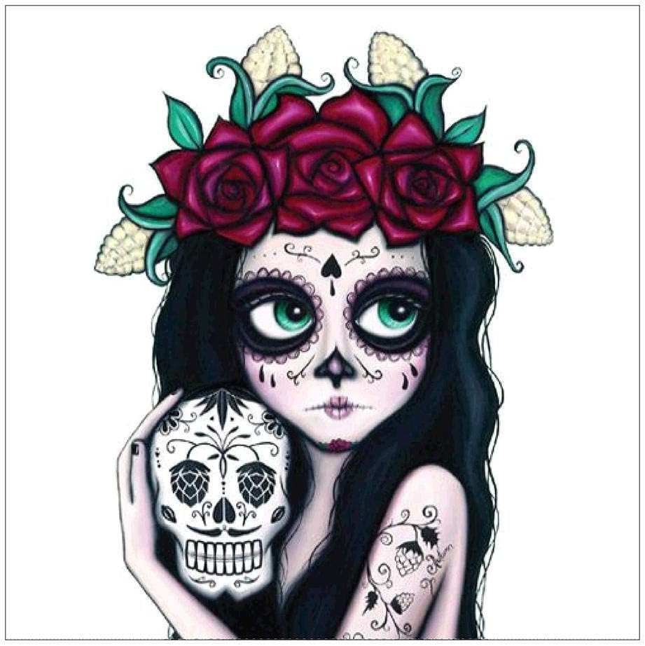 Adult Wooden Puzzle 500 Pieces Cute Skull Little Girl Unisex Games