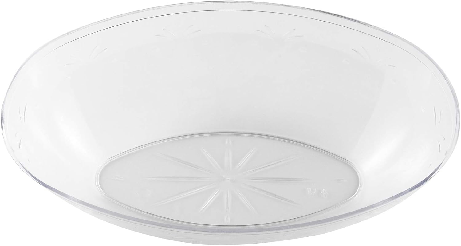 Mashers Large 65oz Clear Plastic Crystal Effect Disposable Oval Serving