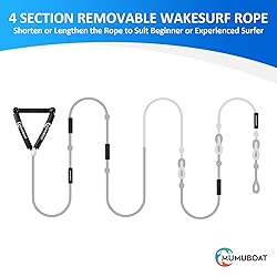 MUMUBOAT Wakesurf Rope with Handle, 25ft Adjustable