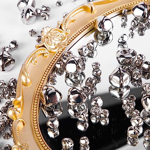 VGOODALL 250PCS Craft Bells Bulk, Jingle Bells Assorted Sizes Silver Bells for Crafts Christmas Wreath Party DIY Projects Home Decor