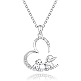 ACJNA 925 Sterling Silver Mothers Day Gifts Elephant Necklace 3 Elephants Family for Mom Daughter Jewelry