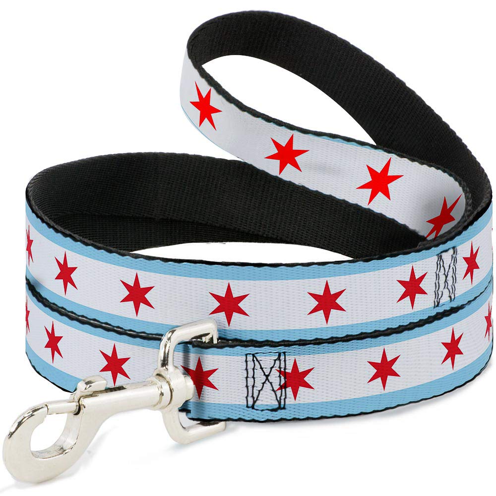 Buckle-Down Pet Leash, Dog Leash, Chicago Flag, 4 Feet Long 0.5 Inch Wide