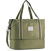WALNEW Travel Duffel Bag, Weekender Overnight Carry On Bag for Women Men, Foldable Waterproof Gym Luggage Duffle Bag with Metal Buckle Detachable Shoulder Strap and Wet Compartment (Army Green)