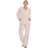 Istylish Womens Fluffy Pajama Sets Fleece Women's Fuzzy Loose Plush Sleepwear 2 Piece Sherpa Loungewear Set