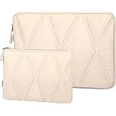 Voova Puffy Laptop Sleeve Case 13 13.6 Inch Compatible with MacBook Air 13 M1/M2/M3/M4 2020-2025, MacBook Pro 13/14, IPad Air/Pro 13, Cute Computer Cover Bag with Accessories Pouch, Apricot