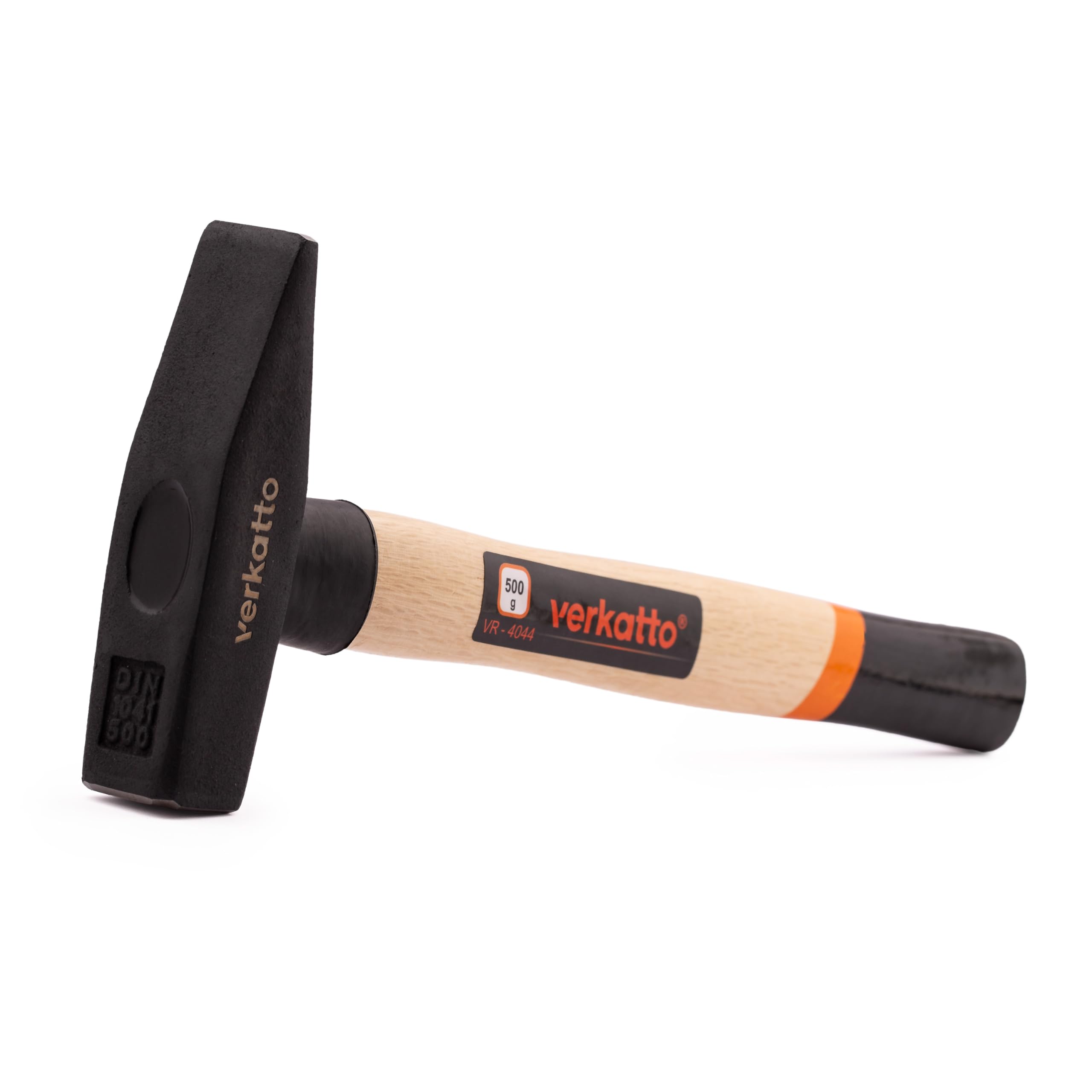 Mivos 500g Engineer's Hammer with Wooden Handle - Forged Steel Head - 500g Head Weight - DIN 1041 - HRC: 50-55