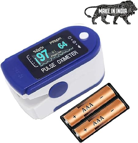 EBasket Finger Tip Pulse Oximeter Measuring SpO2 and Pulse Rate Suited for Adults (Blue Colour, 1 Unit in Box Comes Along with Accessories)