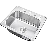 CozyBlock 25 Inch Stainless Steel Topmount Drop in Kitchen/Bar Single Bowl Sink (Sink Only)