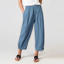SMIDOW Black Capri Pants for Women Petite Women's