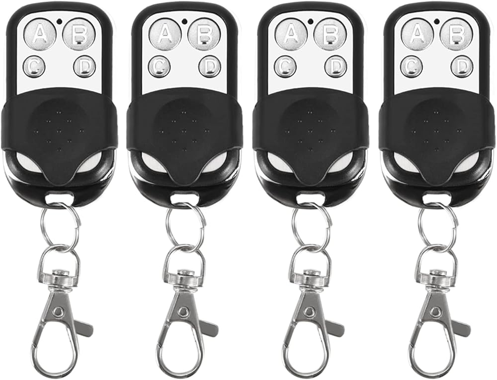Akozon 4pcs 433.92MHz Universal Wireless Remote Control Key Fob for Car Gate