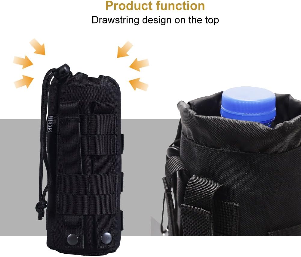 OneTigris Bottle Pouch with Drawstring, Black, 9.4 inch(Height) x 3.7 inch (Diameter) - Image 4