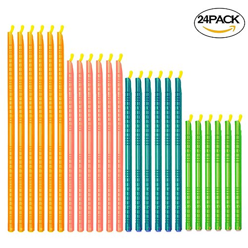 Click Here to See More Images Food Bag Sealer Clips, CRIVERS Reusable Bag Sealer Sticks with Different Sizes, Keep Bags Airtight Watertight & Food Fresh, Kitchen Storage Accessories (Assorted Colors) (24pc Sticks)