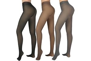 X-CHENG 2 Pairs Fleece Lined Tights Women-Thermal Pantyhose leggings Women,Fake Translucent Skin Colored Tights for Winter