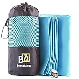 Buena Marca - Microfiber Travel Towel-Easy to Wash & Fast Drying-Super Absorbent Sport Towel-Ultra Compact-Ideal for Bath, Gym, Pool, Beach, Camping-100% Risk-Free Satisfaction Guarantee (Blue 20x40)