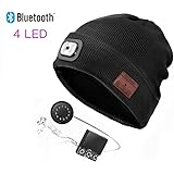Wingbind Bluetooth Beanie Hat with LED Headlight, Lighted Beanie Cap Rechargeable with Wireless Bluetooth Hands Free Head Hat Winter Warm Knit Cap with Adjustable LED Brightness