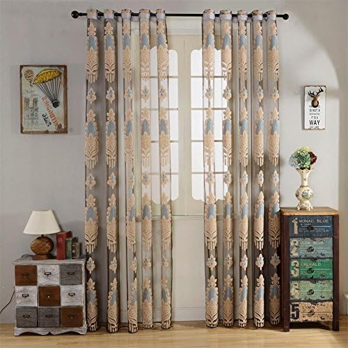 Cut Flowers Cotton Yarn Sheer Tulle Curtains For Living Room Window Screening Eyelets Sheer Voile Curtain 200cmx270cm(78.7x106-inch)-1 Piece , 2 , 200*270cm