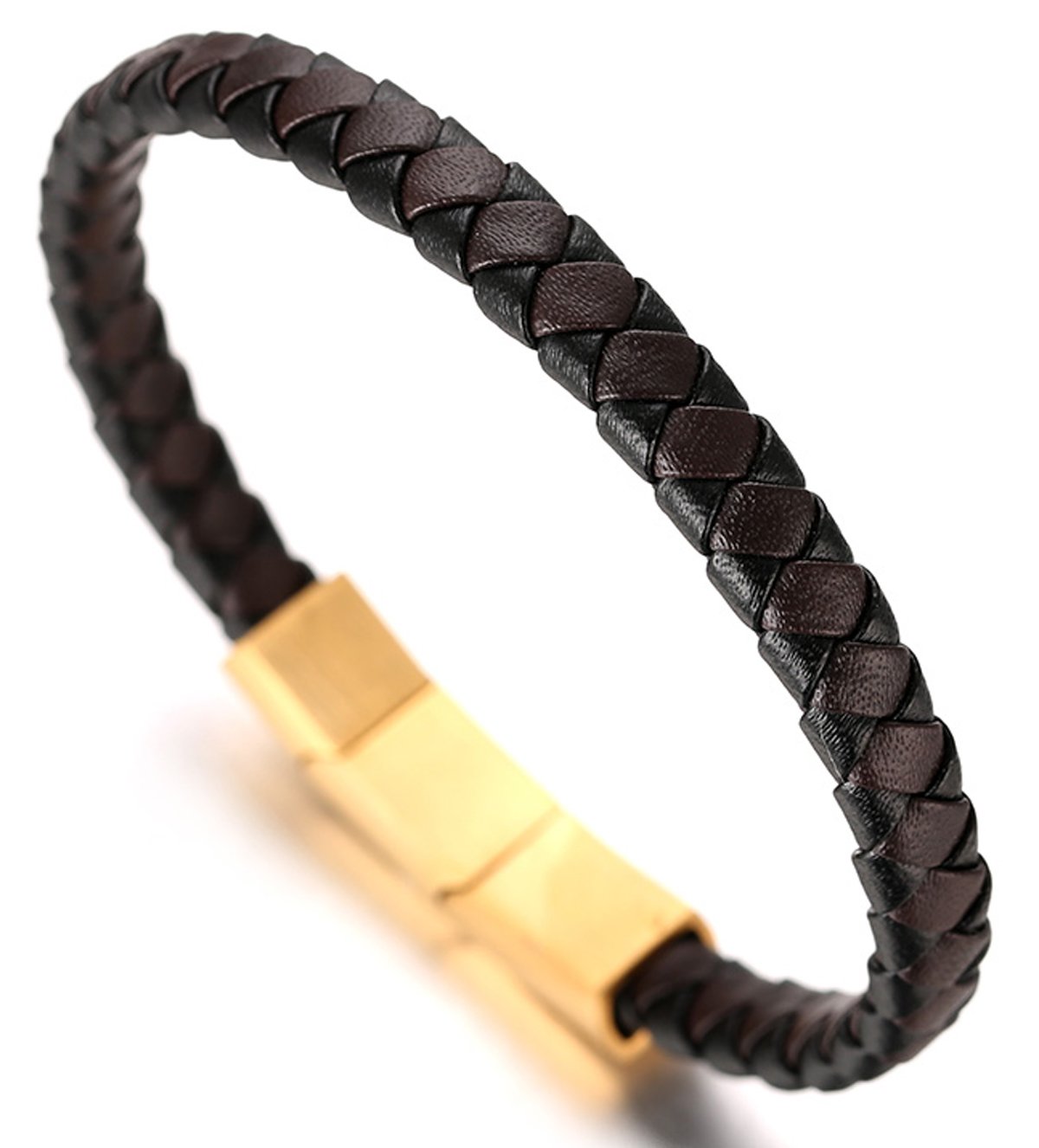 HALUKAKAH Premium ● Tango ● Men's Genuine Leather Handmade Braid Bracelet Titanium Magnetic Clasp Size Adjustable 8.2"-8.7"(21-23cm) with Free Giftbox