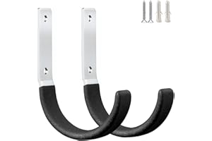 GeeWatom Heavy Duty Steel Garage Hooks,Garage Storage Utility Hooks,Heavy Duty Garage Garden Tool Organizer,Steel Wall Mount Hooks, Garden Hose Hanger, Small U Hooks (Black 2 Pack)