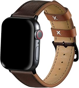 Wunjun Shop Leather Bands Compatible for Apple Watch Band 44mm 42mm 40mm 38mm,Replacement Genuine Leather Strap for iWatch Series 5 4 3 2 1 Sport and Edition (Brown, 42mm / 44mm)